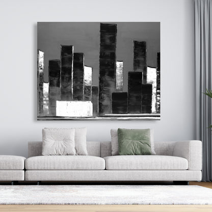 Abstract Black & White Buildings Canvas - Home Decor Art
