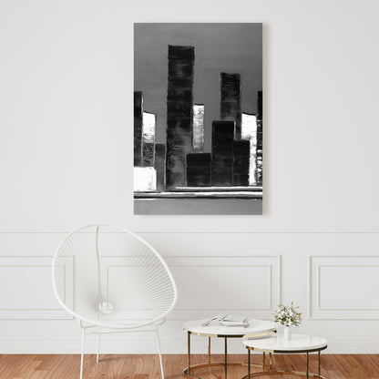 Abstract Black & White Buildings Canvas - Home Decor Art
