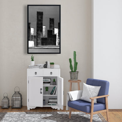 Toile abstraite de bâtiments en noir et blanc | Décoration d'intérieur moderne