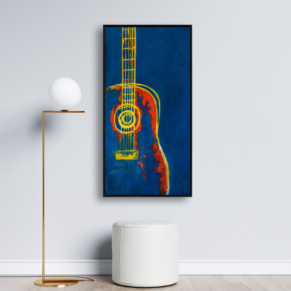 Modern Blue Abstract Guitar Canvas | Living Room Decor
