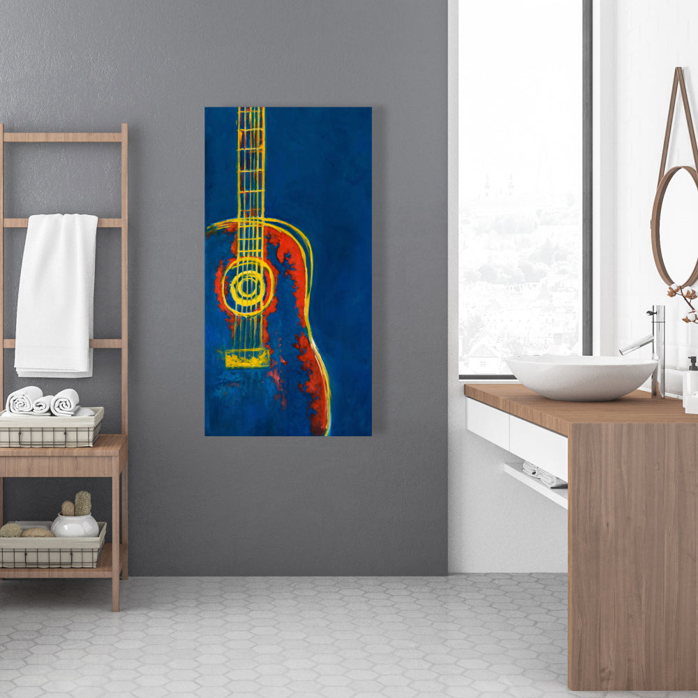 Modern Blue Abstract Guitar Canvas | Musical Home Decor