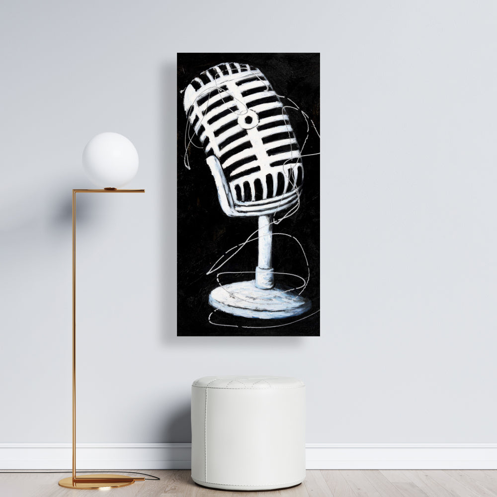 Toile avec microphone - Décoration musicale moderne pour homme