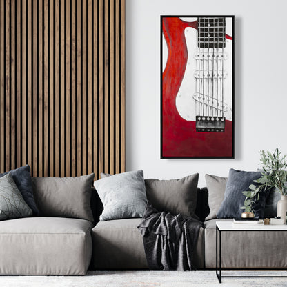 Red Electric Guitar Framed Canvas | Contemporary Home Decor