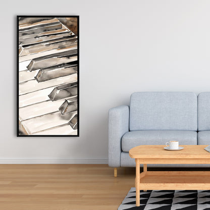 Toile de piano rustique marron | Décoration d'intérieur encadrée musicale