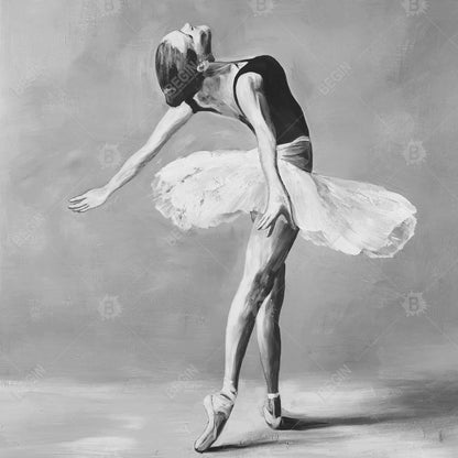 Toile encadrée « Danseuse de ballet classique » | Décoration d'intérieur monochrome