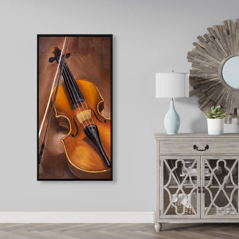 Toile musicale « Violon alto marron » | Décoration encadrée américaine