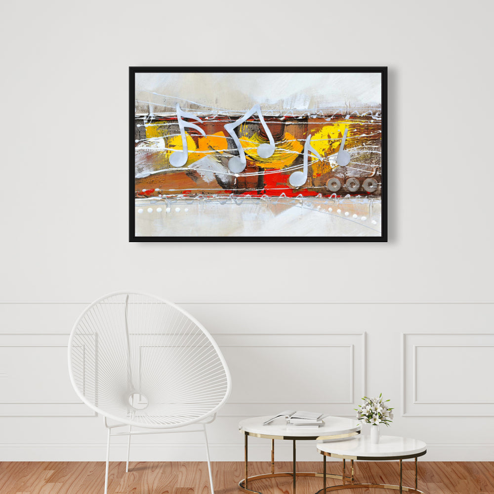 Toile encadrée Harmony Gray | Décoration musicale pour chambre à coucher