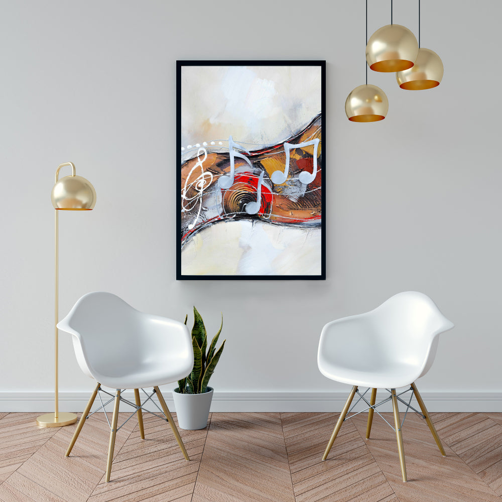 Toile « Sérénade abstraite » | Décoration murale encadrée musicale grise