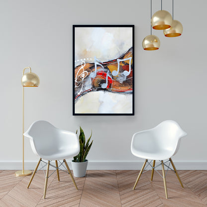 Toile « Sérénade abstraite » | Décoration murale encadrée musicale grise