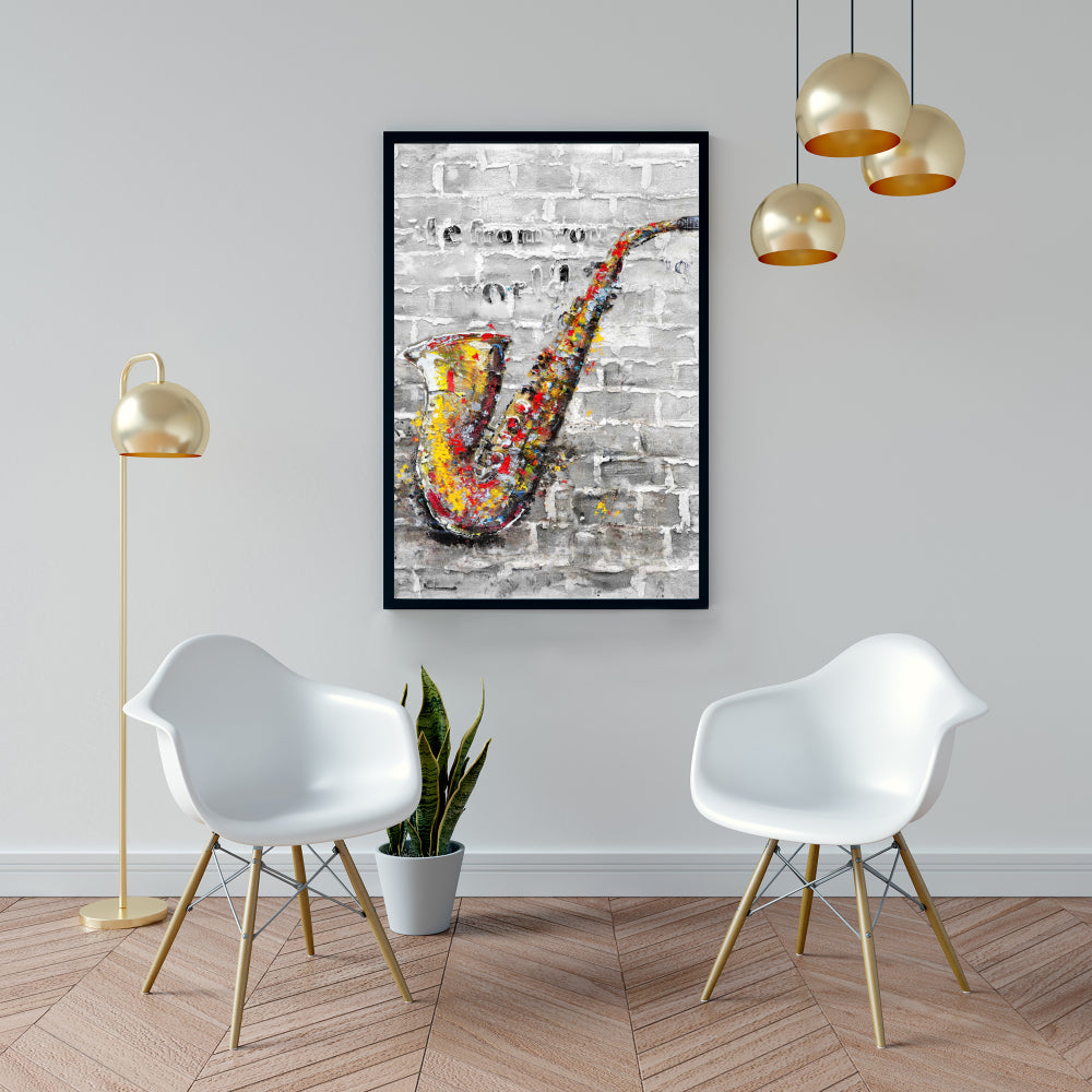Toile Graffiti Saxophone - Décoration murale contemporaine pour chambre à coucher