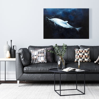 Swimming Dolphin Canvas | Blue Aquatic Animals Home Decor
