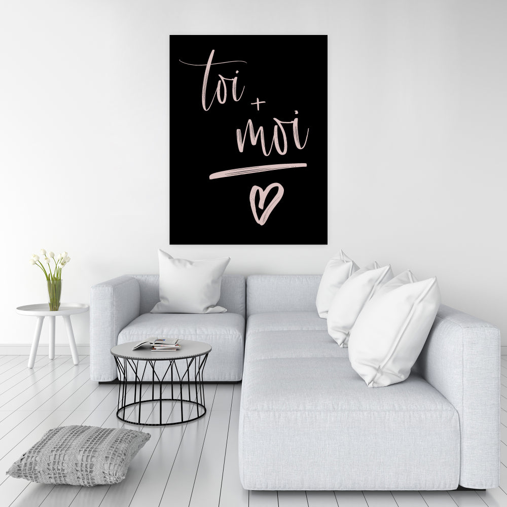 Toile « Toi + Moi » – Décoration de chambre motivante | Art mural noir
