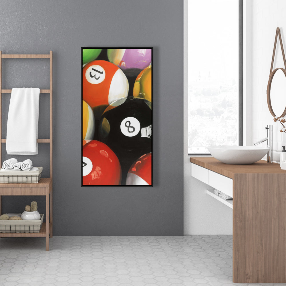 Gros plan de boules de billard | Décoration d'intérieur sur toile encadrée hyperréaliste