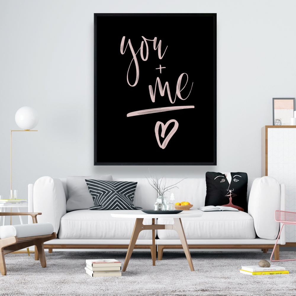 Toile encadrée noire motivante « Toi et moi » pour chambre à coucher | Décoration d'intérieur