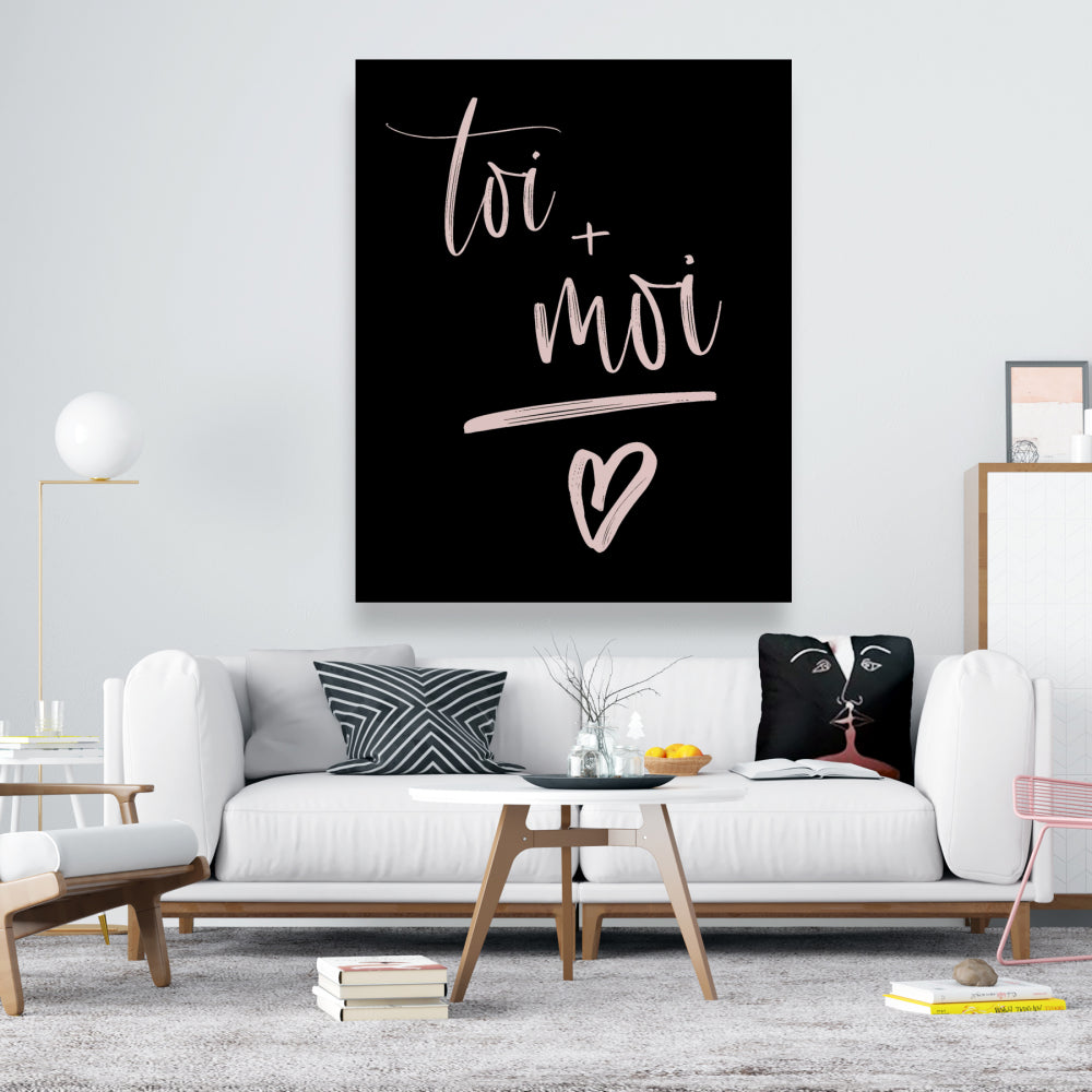 Toile « Toi + Moi » – Décoration de chambre motivante | Art mural noir