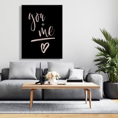 Toile encadrée noire motivante « Toi et moi » pour chambre à coucher | Décoration d'intérieur