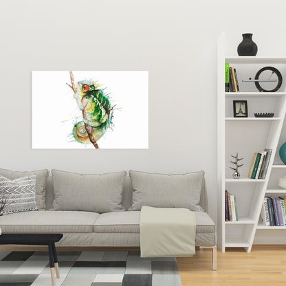 Watercolor Chameleon Reptile Canvas - Bedroom Home Decor