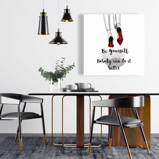 Be Yourself Gray Canvas | Fashion Shoes Home Decor Wall Art