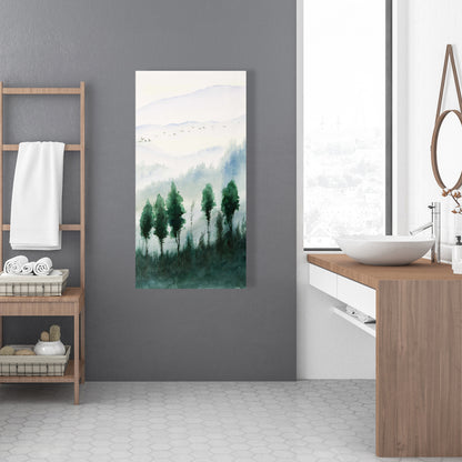 Paysage à l'aquarelle - Décoration d'intérieur sur toile avec arbres pour chambre à coucher