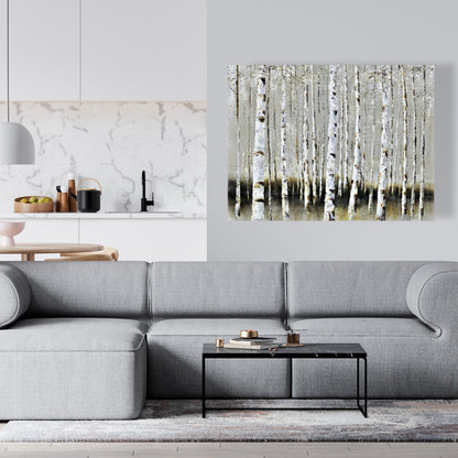 Winter Forest Landscape Canvas | Trees Brown Bedroom Decor