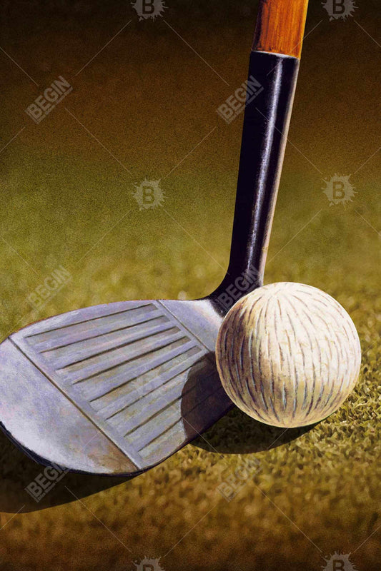 Toile hyperréaliste marron représentant un club de golf | Décoration d'intérieur pour homme