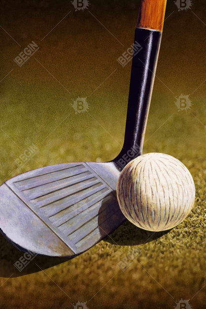 Golf Club Canvas Art - Man Cave Decor | Brown Magnetic Stick