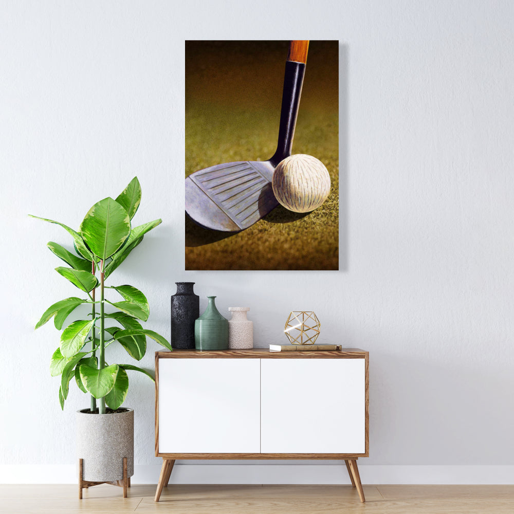 Toile hyperréaliste marron représentant un club de golf | Décoration d'intérieur pour homme