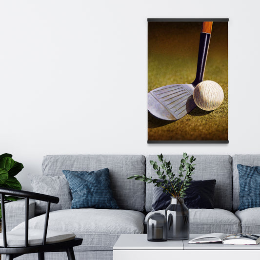 Golf Club Canvas Art - Man Cave Decor | Brown Magnetic Stick