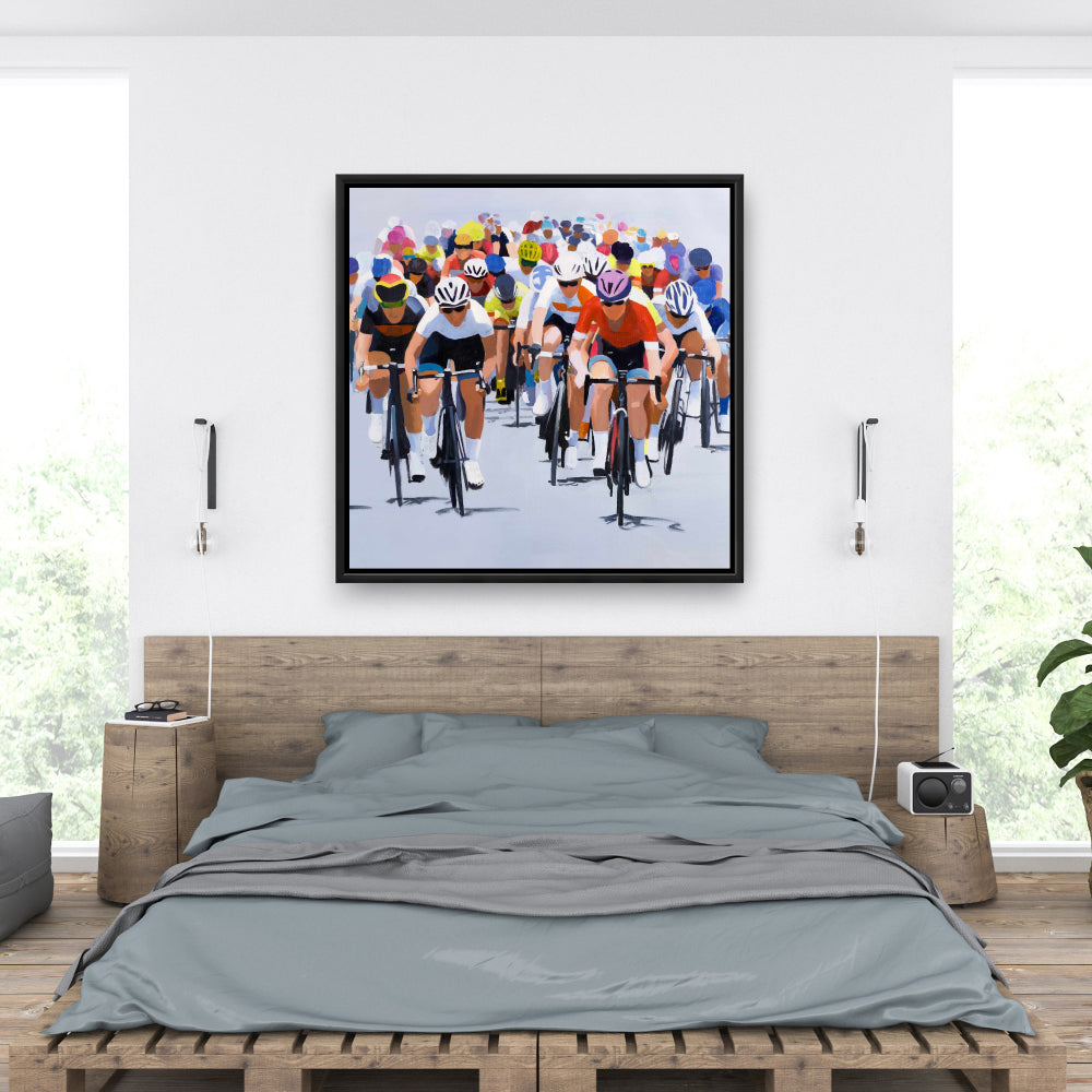 Cycling Competition Framed Canvas | Sports Home Decor Art