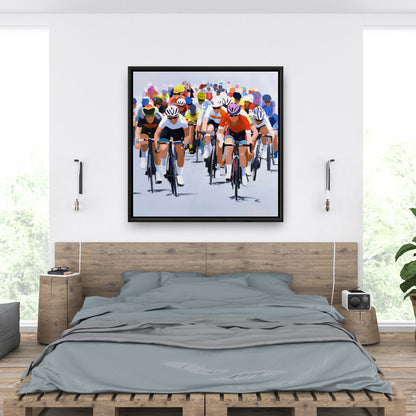 Cycling Competition Framed Canvas | Sports Home Decor Art