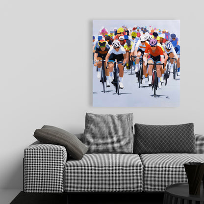 Toile bleue « Compétition cycliste » | Décoration d'intérieur, loisirs, art