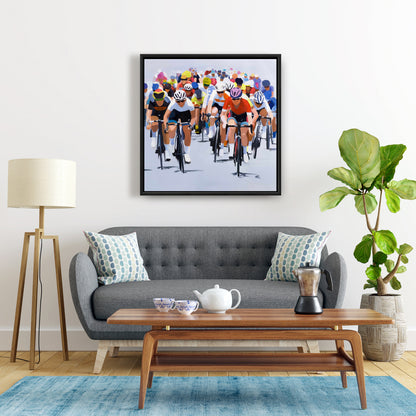 Cycling Competition Framed Canvas | Sports Home Decor Art