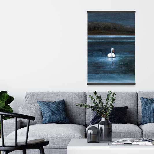 Beautiful Swan Blue Bedroom Animals Magnetic Canvas Decor