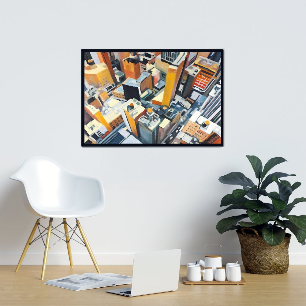 Toile « Vue aérienne des immeubles de New York » | Décoration d'intérieur industrielle