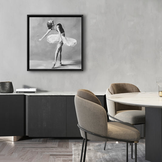 Toile encadrée « Danseuse de ballet classique » | Décoration d'intérieur monochrome