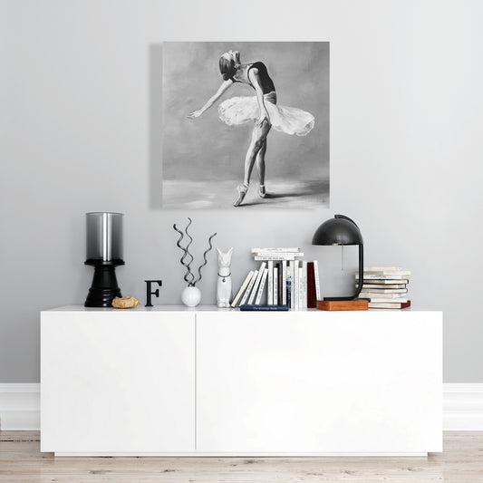 Classic Ballet Dancer Canvas | White Monochrome Home Decor