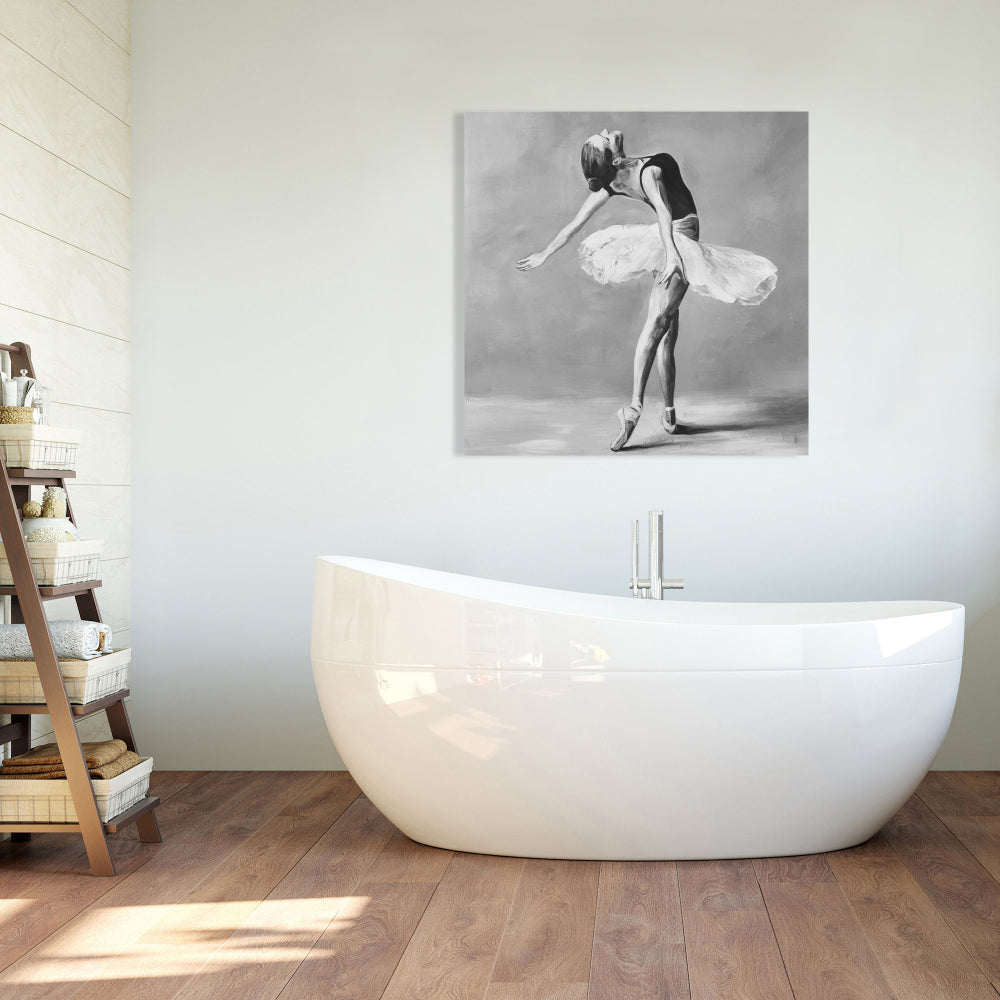 Classic Ballet Dancer Canvas | White Monochrome Home Decor