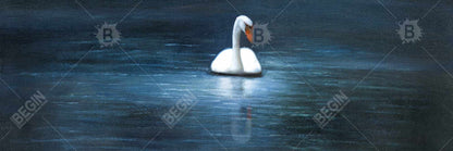 Magnifique toile « Cygne » | Arbres romantiques, cadre bleu, décoration d'intérieur