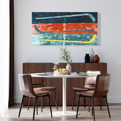 Abstract Hockey Sticks Canvas | Contemporary Blue Wall Art