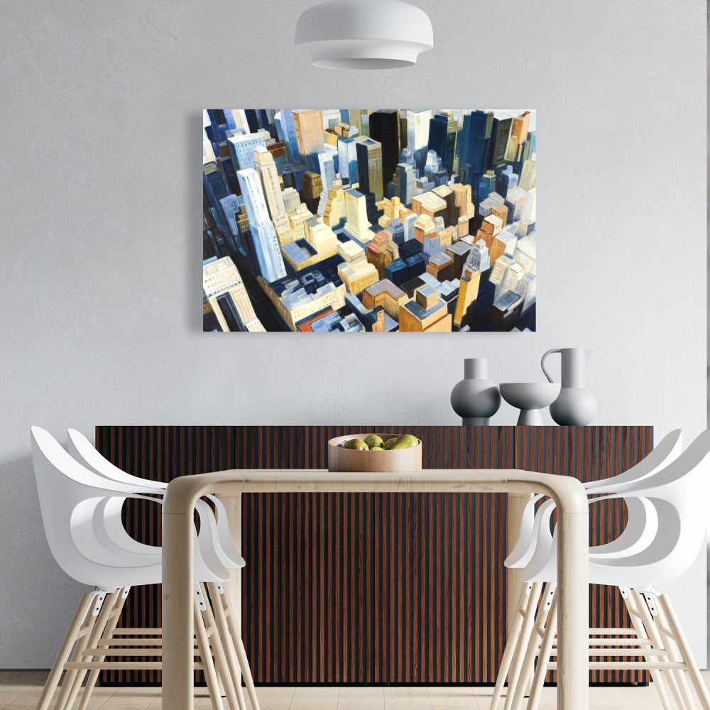 Manhattan Empire State View Blue Canvas | Contemporary Decor