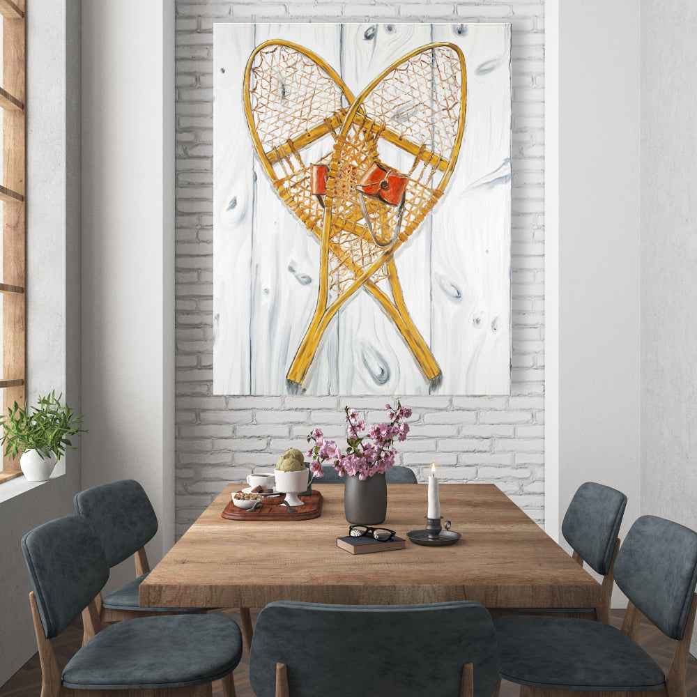 Toile Raquettes à neige vintage en bois | Décoration d'intérieur Sports et jeux