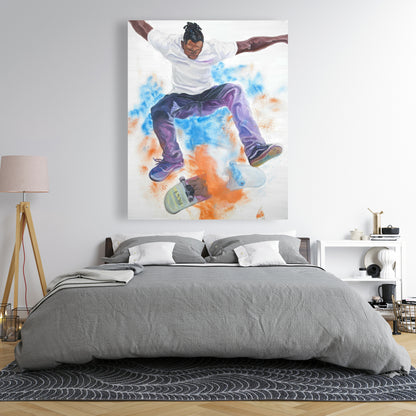 Toile de chambre à coucher « American Blue Skater » | Décoration d'intérieur