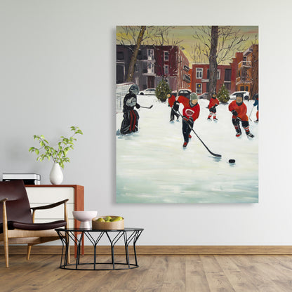 Toile Jeunes joueurs de hockey – Décoration de chambre sportive