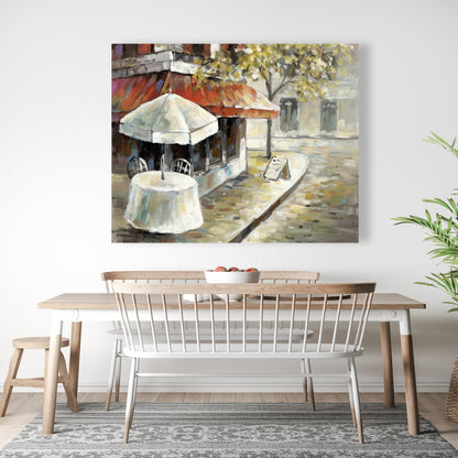 Deserted Sunny Street Canvas - Orange Trees Home Decor Art