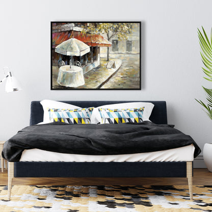 Décoration sur toile encadrée orange représentant une rue déserte et ensoleillée pour chambre à coucher