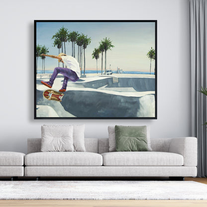 Hyperrealist Blue Botanical Canvas | Skate Park California Decor