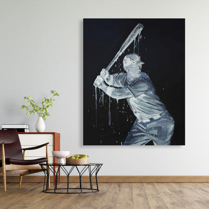 Toile de joueur de baseball | Décoration d'intérieur sportive américaine bleue