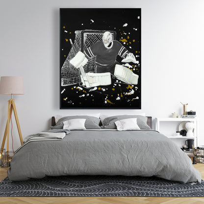 Toile de gardien de but de hockey | Illustration encadrée Gray Man