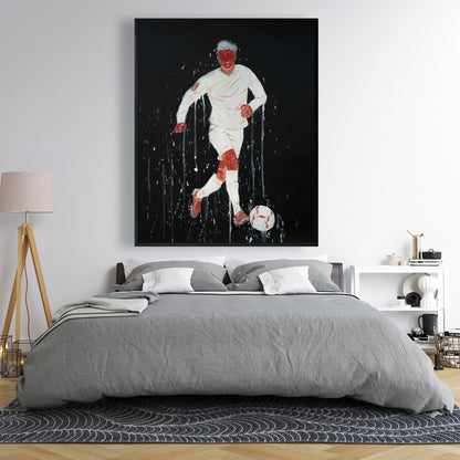 Toile encadrée moderne représentant un joueur de football | Décoration d'intérieur pour homme