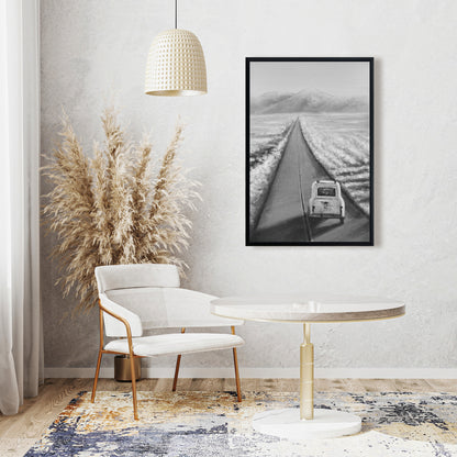 Car on the Road Framed Canvas | Mountains Home Decor Art